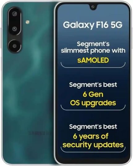 Samsung Galaxy F16 5G (Bling Black, 4GB RAM, 128GB Storage) | Dual SIM | MediaTek Dimensity 6300 | 50MP Triple Camera | 5000mAh Battery | sAMOLED FHD+ Display | 6 Years of Security Updates -India