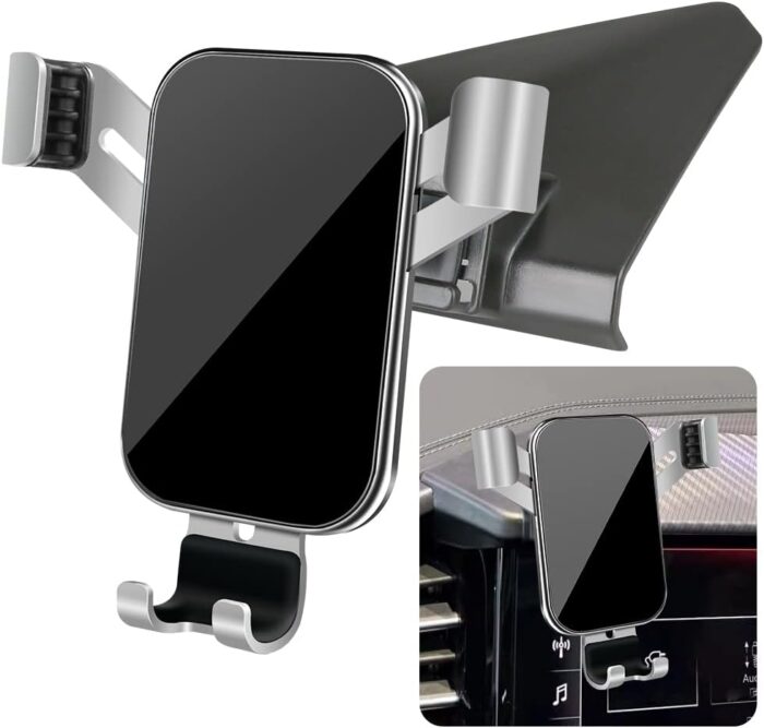 LUNQIN Car Phone Holder for Audi Q4 E-tron 2022 2023 2024 2025 and Audi Q4 Sportback E tron 2022-2025 Auto Interior Accessories Best Cell Phones Mount Cellphone Mobile Cradle Charging Navigation Stand