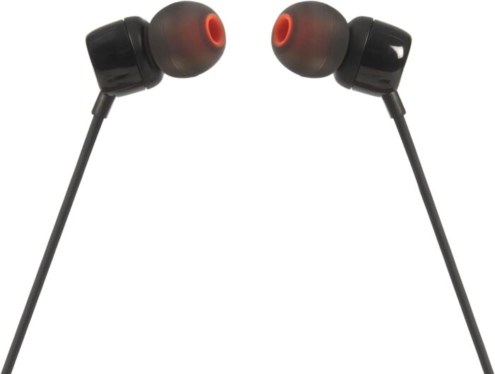 JBL Tune 110 Wired In-Ear Headphones, Deep and Powerful Pure Bass Sound, 1-Button Remote/Mic, Tangle-Free Flat Cable, Ultra Comfortable Fit - Black, JBLT110BLK - Image 2