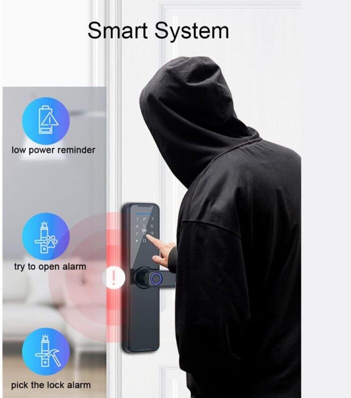 KASTWAVE Smart Lock Fingerprint Door Lock Keypad Door Lock with Handle Fingerprint Electronic Deadbolt Smart Door Lock Compatible with Tuya APP - Image 4