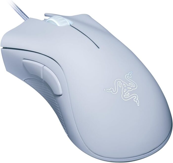 Razer DeathAdder Essential Gaming Mouse: 6400 DPI Optical Sensor - 5 Programmable Buttons - Mechanical Switches - Rubber Side Grips - Mercury White - Image 5