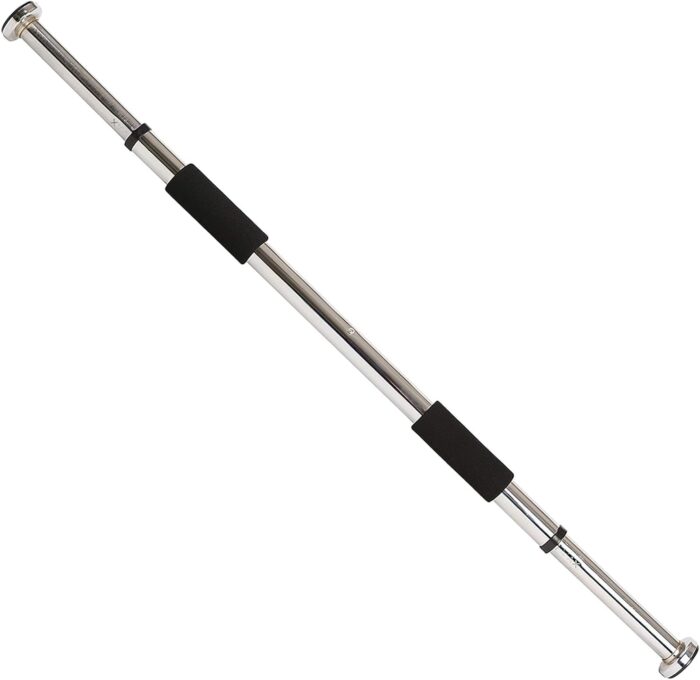 Sunny Health & Fitness Upper Body Workout Bar for Strength Training, Home Gym Exercise and Workout, Optional Doorway Chin Up Pull Up Bar & Threaded Chrome Dumbbell Bar Set