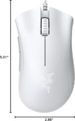Razer DeathAdder Essential Gaming Mouse: 6400 DPI Optical Sensor - 5 Programmable Buttons - Mechanical Switches - Rubber Side Grips - Mercury White - Image 3