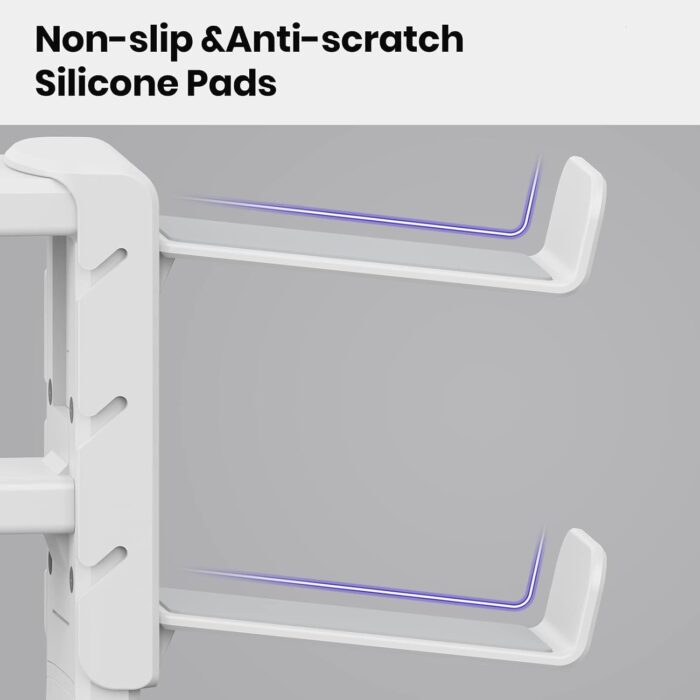 3 in 1 PC Gaming Headphone & Controller Holder, Headphones Hanger Adjustable Rotating Arm Clamp,Headphone Stand Under Desk, Universal Headset Controllers Hook with Cable Organizer-White - Image 5