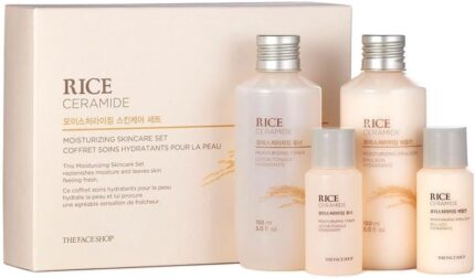 The Face Shop Rice Ceramide Skincare Set | Rich Moisturizer for Long-lasting Smooth Absorbtion without Stickiness | Whitening, Antioxidant & Anti-Aging | K-Beauty, Korean Skincare Set
