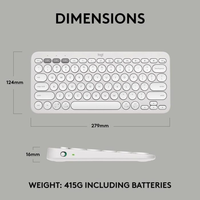Logitech Pebble Keys 2 K380s, Multi-Device Bluetooth Wireless Keyboard with Customizable Shortcuts, Slim and Portable, Easy-Switch for Windows, macOS, iPadOS, Android, Chrome OS, US Intl Layout- White - Image 9