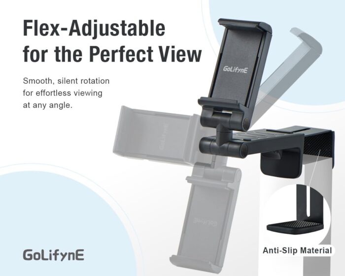 Golifyne Universal Mobile Phone Holder Airplane Mobile Phone Holder with Pouch for On the Go Clamp Holder Stand for Travel, Train, Office, Kitchen, Compatible with iPhone/Samsung/Huawei Smartphone - Image 2
