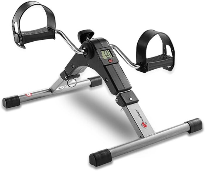 PowerMax Fitness BS-MINI Mini Cycle Pedal Exerciser with Adjustable Resistance and Digital Display – For Light Leg and Arm Exercise and Physiotherapy at Home