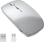Halpilt Wireless Mouse Chargeable Portable Silent USB and Type-C Dual Mode Wireless Mouse 3 Adjustable DPI for Laptop, Mac, MacBook, Android, PC (Q23S Black) (Grey) - Image 8