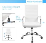 Furmax New Furmax Ribbed Office Desk Mid-Back Pu Leather (White) - Image 7