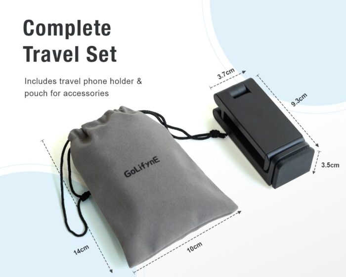 Golifyne Universal Mobile Phone Holder Airplane Mobile Phone Holder with Pouch for On the Go Clamp Holder Stand for Travel, Train, Office, Kitchen, Compatible with iPhone/Samsung/Huawei Smartphone - Image 5