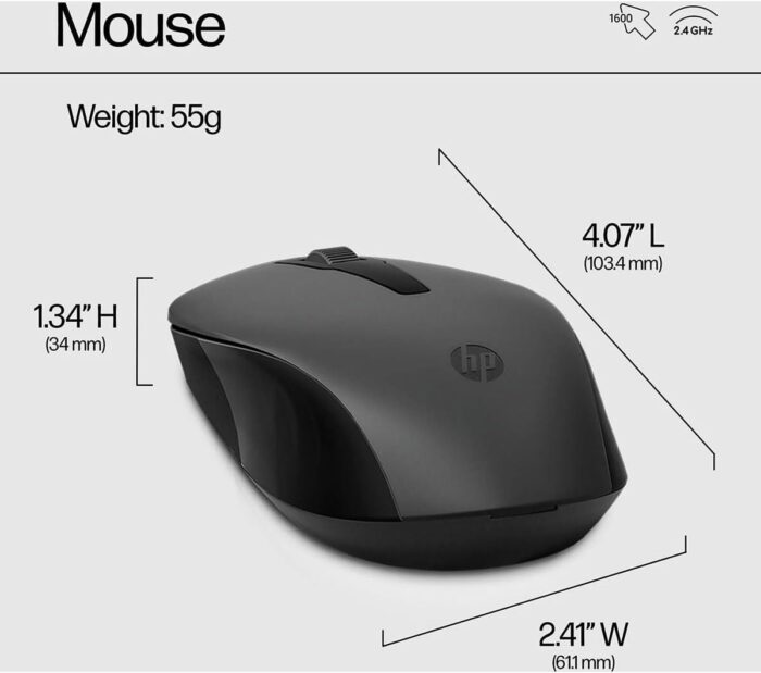 HP 330 Wireless Keyboard and Mouse Combo - 2.4 Ghz Wireless USB Receiver - Chiclet Keys, 12 Keyboard Shortcuts - 1600 DPI Multi-Surface Mouse - LED Num Lock, Caps Lock, Scroll Lock (2V9E6AA) - Image 3