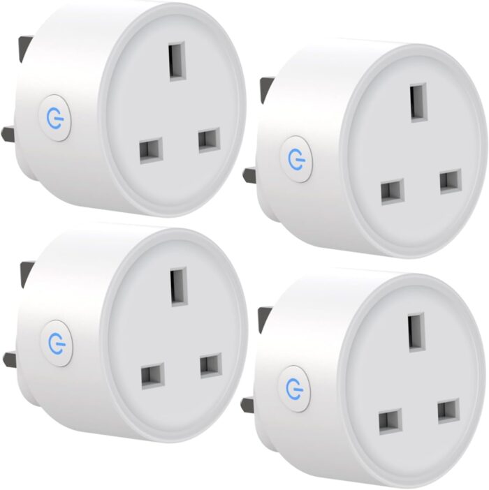 SKY-TOUCH 4 PACK WiFi Smart Plug, 16A Smart Outlet Plug Socket Compatible with Alexa, Smart Life APP Wireless Remote Control, with Remote Control & Voice Control, Timer Function, No Hub Required