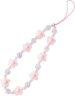 Meefisher 1-2 PCS Flower Beaded Mobile Phone Charms Lanyard Aesthetic Sweet Cute Phone Wrist Strap Anti-Lost Chain for Women Girls