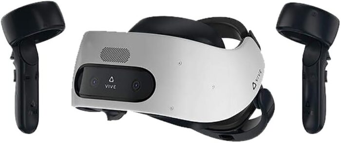 HTC Vive Pro Focus Plus 6DOF VR Headset in Almond White Bundle Including VR Headset, Controllers, face Cushion, QC 3.0 Charger and USB Type-C Cable - Image 2