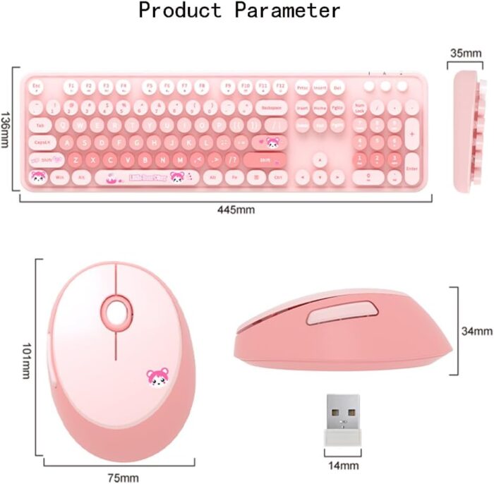 Mofii Wireless Keyboard and Mouse Combo,2.4G USB Multi-Color Cute Full Size Keyboard and Optical Mice Set for Computer Desktop PC Laptop (Pink-Mixed)…… - Image 6