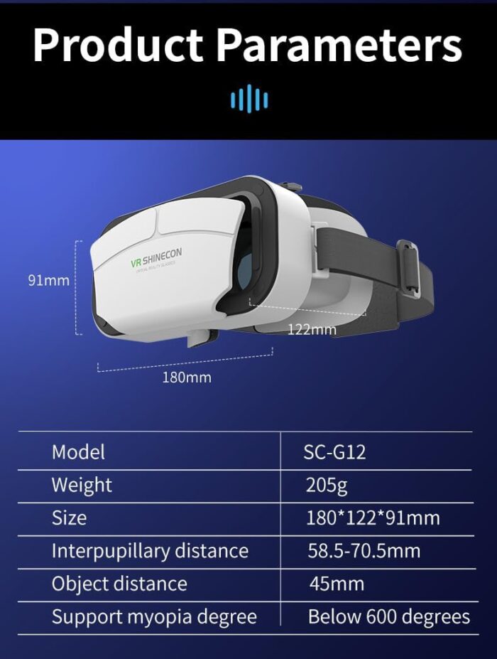 BIGTHREE Virtual Reality Goggles, 3D VR Glasses, HD VR Goggles, Adjustable Pupil Distance and Object Distance, Ideal for Immersive Gaming and Movies, Gift for Kids and Adults, White. - Image 6