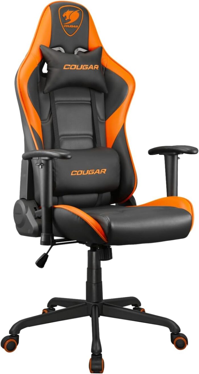Cougar Gaming Chair Armor Elite, Steel-Frame, Breathable PVC Leather, 160° Recliner System, 120Kg Weight Capacity, 2D Adjustable Arm-Rest, Steel 5-Star Base- Orange - Image 3