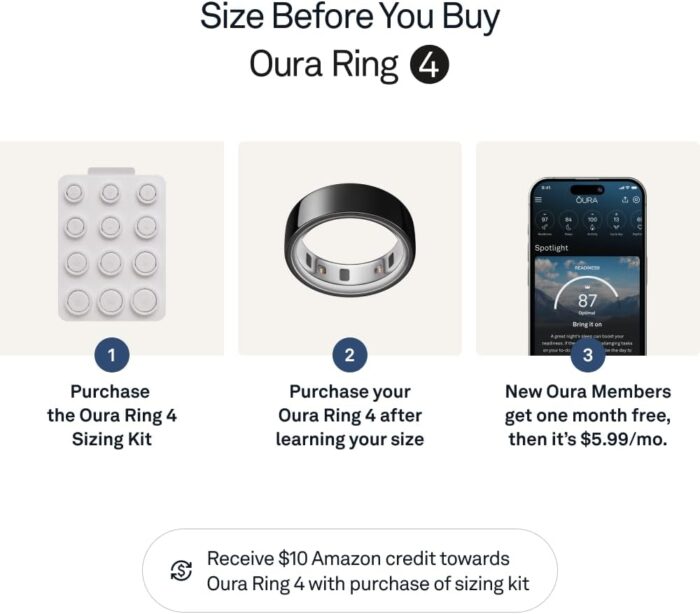 Oura Ring 4 | Smart Ring | Size First with Oura Ring 4 Sizing Kit | Sleep Tracking Wearable - Heart Rate - Fitness Tracker - Up to 8 Days Battery Life - Image 4