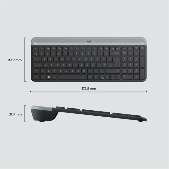 Logitech MK470 Slim Wireless Keyboard and Mouse Combo - Modern Compact Layout, Ultra Quiet, 2.4 GHz USB Receiver, Plug n' Play Connectivity, Compatible with Windows - Black - Image 7