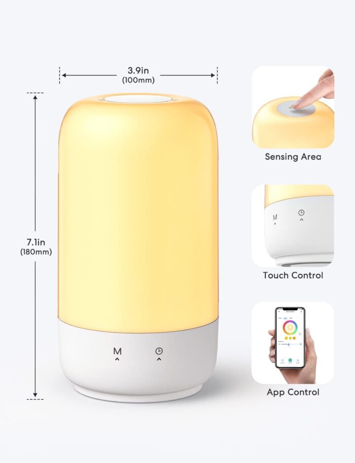 meross Smart Lamp, Wi-Fi Table Lamp Compatible with Apple HomeKit Alexa Google Home, Bedside Touch Lamp RGBWW Colour Voice Remote app Control (2.4GHz Wi-Fi Only), 1 Count (Pack of 1) - Image 8