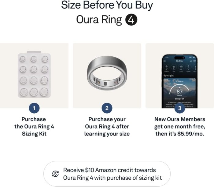 Oura Ring 4 | Smart Ring | Size First with Oura Ring 4 Sizing Kit | Sleep Tracking Wearable - Heart Rate - Fitness Tracker - Up to 8 Days Battery Life - Image 3