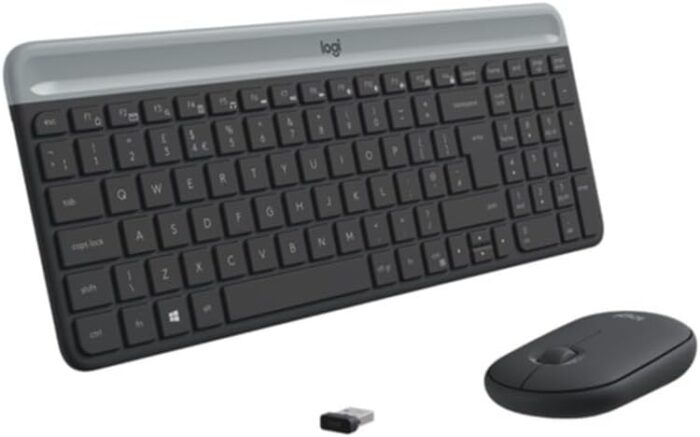 Logitech MK470 Slim Wireless Keyboard and Mouse Combo – Modern Compact Layout, Ultra Quiet, 2.4 GHz USB Receiver, Plug n’ Play Connectivity, Compatible with Windows – Black