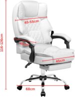 Uzman Home Executive Office Gaming Chair PU Leather 360° Swivel, Diamond Pattern Stitching High Back With Tilt Lock Mechanism, Soft Foam & Well Padded Backrest With Lumbar Support (WHITE) - Image 2