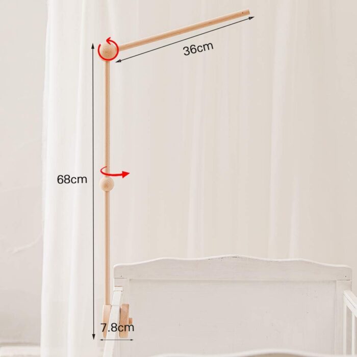 let's make (PMZ105101-1P HJ) - Wooden Baby Mobile Crib Holder,Wooden Mount for Mobile Hanging, Baby Crib Attachment for Nursery Decor - Image 3