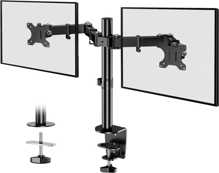 HEYMIX LIFE Dual Monitor Arm – Screen Mount Monitor Arm for Computer Monitors, Dual Monitor Stand for 2 Screen 13-27″ Computer Screens, VESA 75mm/100mm Monitor Holder for Gaming&Office