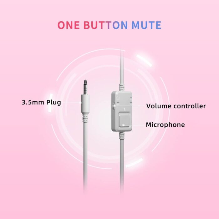 SOMIC G951s Pink Stereo Gaming Headset with Mic for PS4,Xbox,PC,Mobile Phone,3.5mm Noise Reduction Cat Ear Headphones Lightweight Over Ear Headphones for Girls - Image 6