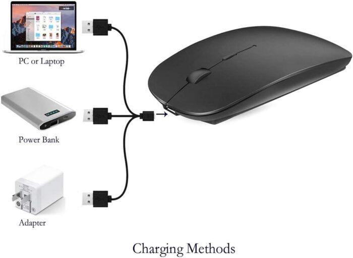 KLO Rechargeable Bluetooth Mouse for MacBook pro/MacBook air/Laptop/iMac/ipad, Wireless Mouse for MacBook pro MacBook Air/iMac/Laptop/Notebook/pc(Bluetooth Mouse/Black) - Image 7
