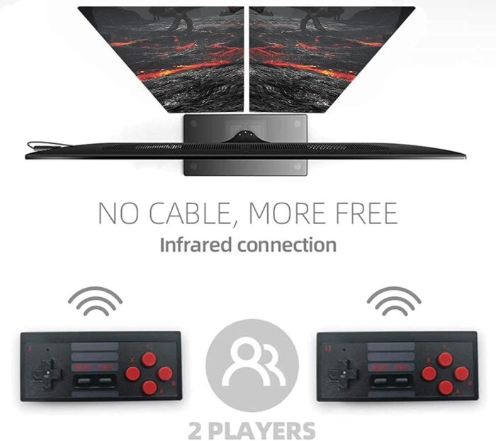 GSH Plug & Play Wireless Video Game for Kids (8 bit Retro Built-in Games) for up to 2 Players-Multi Color - Image 2