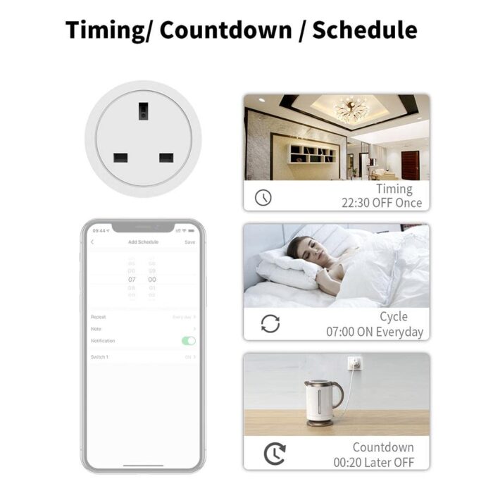 UanTii Tuya Wifi Smart Plug 20A Wireless Socket Mini Wifi Outlet Timing Schedule Function Smart Life App Remote Control Works with Amazon Alexa Google Home Siri Samsung Smart Things (4) - Image 5