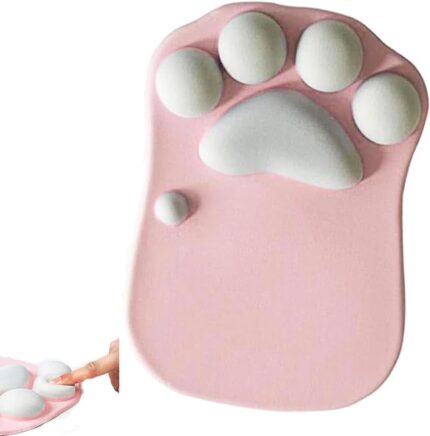 SAHENITEANA Wrist Rest, Cute Mouse Pad With Wrist Support, Cat Paw Design, Gifts for Office Desk Home Gaming, Kawaii Stuff, Ergonomic Mouse Pad, Desk Accessories Supplies (Pink)