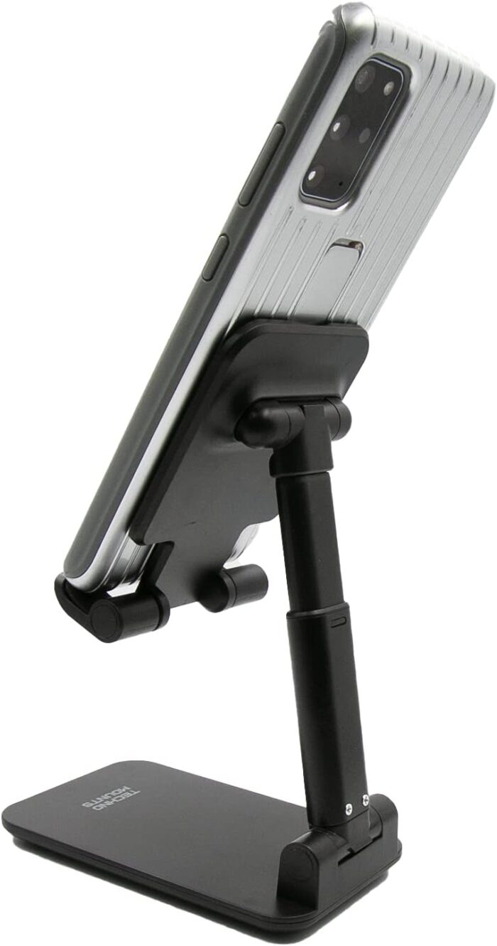 Technomounts Foldable Cell Phone Stand for Desk, Portable Mobile Phone Holder for 3.5" - 7.9" (Black) - Image 5