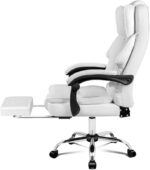 Uzman Home Executive Office Gaming Chair PU Leather 360° Swivel, Diamond Pattern Stitching High Back With Tilt Lock Mechanism, Soft Foam & Well Padded Backrest With Lumbar Support (WHITE) - Image 5