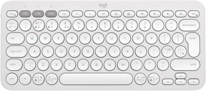 Logitech Pebble Keys 2 K380s, Multi-Device Bluetooth Wireless Keyboard with Customizable Shortcuts, Slim and Portable, Easy-Switch for Windows, macOS, iPadOS, Android, Chrome OS, US Intl Layout- White
