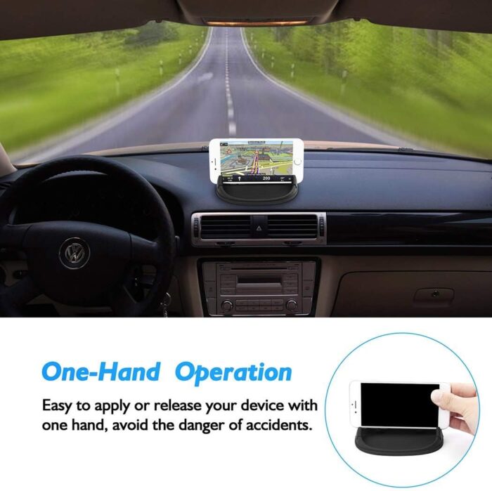 Car Phone Holder, Silicone Pad Non-Slip Dash Mat Suit for Max Thick 12mm(7 inch) Cell Phone Car Dashboard Mount Cradle Dock, Slip Free Desk Phone Stand Compatible with iPhone, GPS Devices and More - Image 3