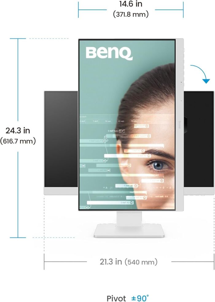 BenQ GW2486TC 24" IPS 1080p Home Office Monitor, FHD, USB-C (65W power delivery), 100Hz, Eye-Care, Ergo design, USB hub, daisy-chain, high refresh rate, 99% sRGB, HDMI, Display Port, TÜV Certified - Image 4
