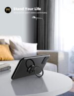 Lamicall Finger Ring Stand, Cell Phone Holder : Universal Phone Ring Cradle Kickstand Compatible with iPhone 15 14 13 12 11 Pro Max, Galaxy S 23 S22 S21 S20, All Android Smartphone - Black - Image 2