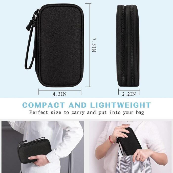 AMERTEER Electronic Accessories Bag Organizer - Travel Mobile Electronics Accessories & Supplies - Compatible For Charger USB Cables SD Memory Cards Earphone Flash Hard Drive Phone Power Bank (Black) - Image 7