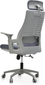 Multi Home Furniture Grey Mesh Office Chair – Ergonomic Chair with Wide Seat, Adjustable Headrest, Lumbar Support, Armrests, Recline & Tilt Lock, Gaming Chair, Swivel Desk Chair, Computer Chair - Image 4