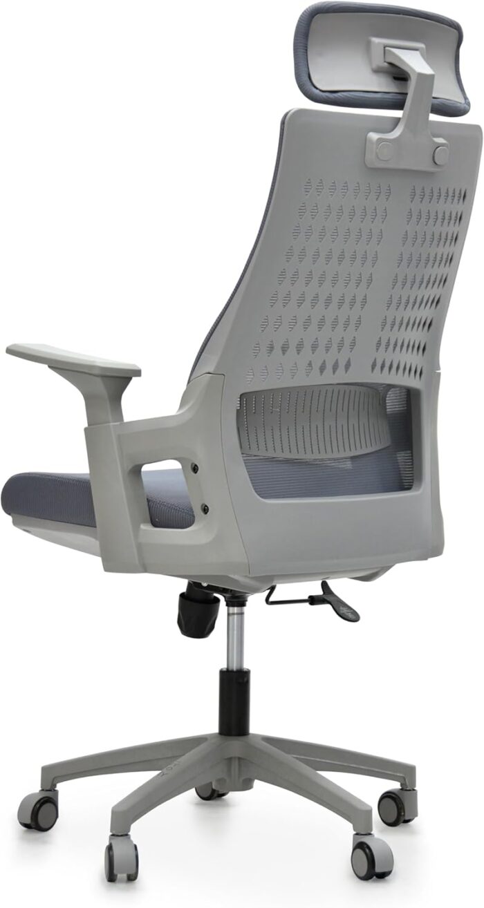 Multi Home Furniture Grey Mesh Office Chair – Ergonomic Chair with Wide Seat, Adjustable Headrest, Lumbar Support, Armrests, Recline & Tilt Lock, Gaming Chair, Swivel Desk Chair, Computer Chair - Image 4