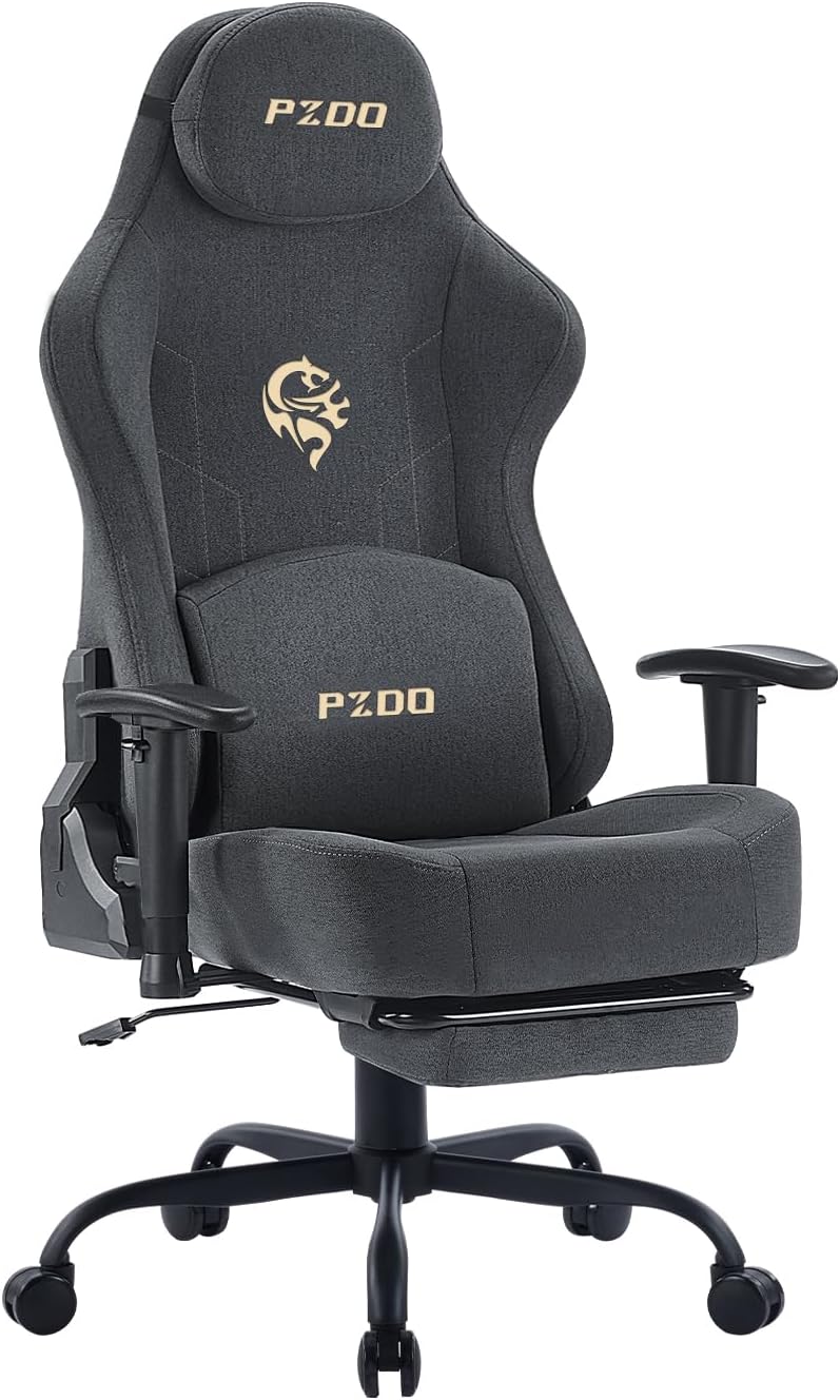 PZDO Computer Chair Fabric Gaming Chair, Ergonomic Gamer Chairs with Footrest, Cloth Gaming Chairs for Adults and Teens, Reclining PC Office Chair with Headrest & 3D Armrest, 350 lbs, (Deep-Grey) PZDO Computer Chair Fabric Gaming Chair, Ergonomic Gamer Chairs with Footrest, Cloth Gaming Chairs for Adults and Teens, Reclining PC Office Chair with Headrest & 3D Armrest, 350 lbs, (Deep-Grey)