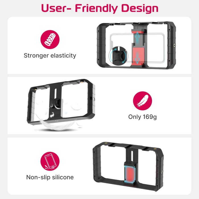 ULANZI U Rig Pro Smartphone Video Rig, Filmmaking Case, Phone Video Stabilizer Grip Tripod Mount for Video Maker Film Maker Video Grapher for iPhone Xs XS Max XR iPhone X 8 Plus Samsung - Image 6
