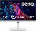 BenQ GW3290QT 31.5” 2560x1440 QHD IPS USB-C Ergo Eye-Care Monitor, Noise Filter Speakers, Noise Cancellation Mic, Optional Base Cover GC01 with Functions, Daisy Chain, Height Adjustment