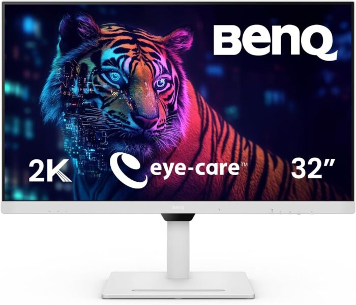 BenQ GW3290QT 31.5” 2560×1440 QHD IPS USB-C Ergo Eye-Care Monitor, Noise Filter Speakers, Noise Cancellation Mic, Optional Base Cover GC01 with Functions, Daisy Chain, Height Adjustment