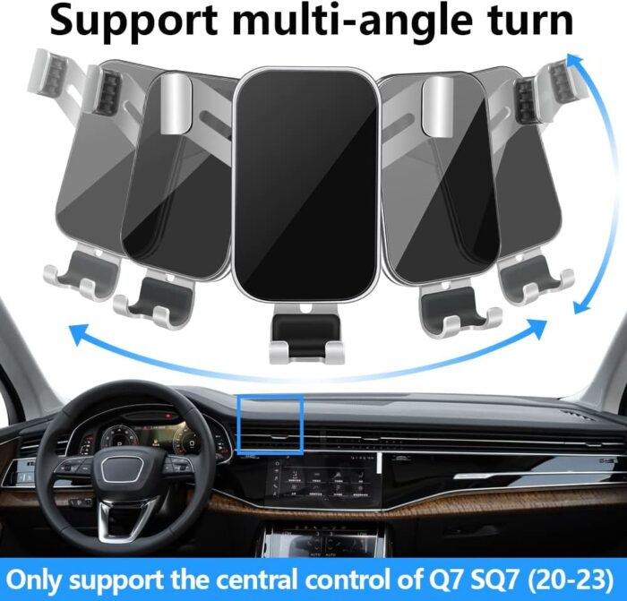 LUNQIN Car Phone Holder for Audi Q7 SQ7 2020 2021 2022 2023 2024 2025 and Audi Q8 SQ8 RSQ8 2019-2025 Auto Interior Accessories Best Cell Phones Mount Cellphone Mobile Cradle Charging Navigation Stand - Image 4