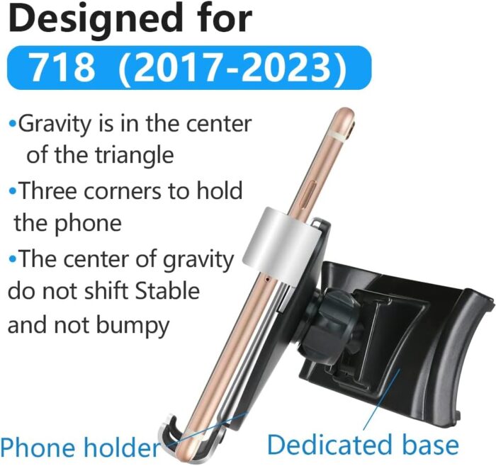 LUNQIN Car Phone Holder for Porsche 718 2017 2018 2019 2020 2021 2022 2023 2024 2025 Cayman Convertible Coupe Boxster Spyder GTS Auto Accessories Best Cell Phones Mount Cellphone Mobile Cradle Stand - Image 5